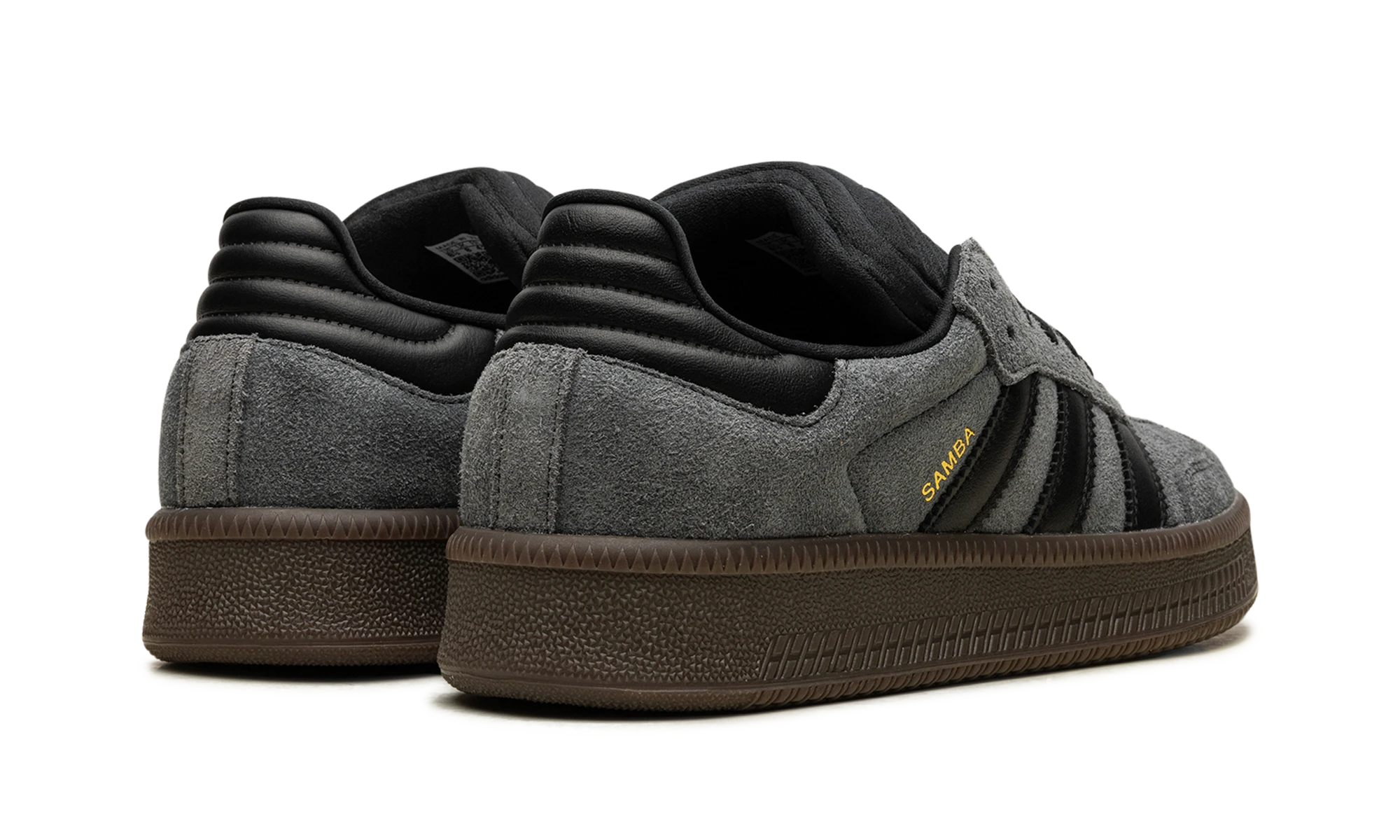 Vue arrière des talons de la Adidas Samba XLG Grey Black Gum.