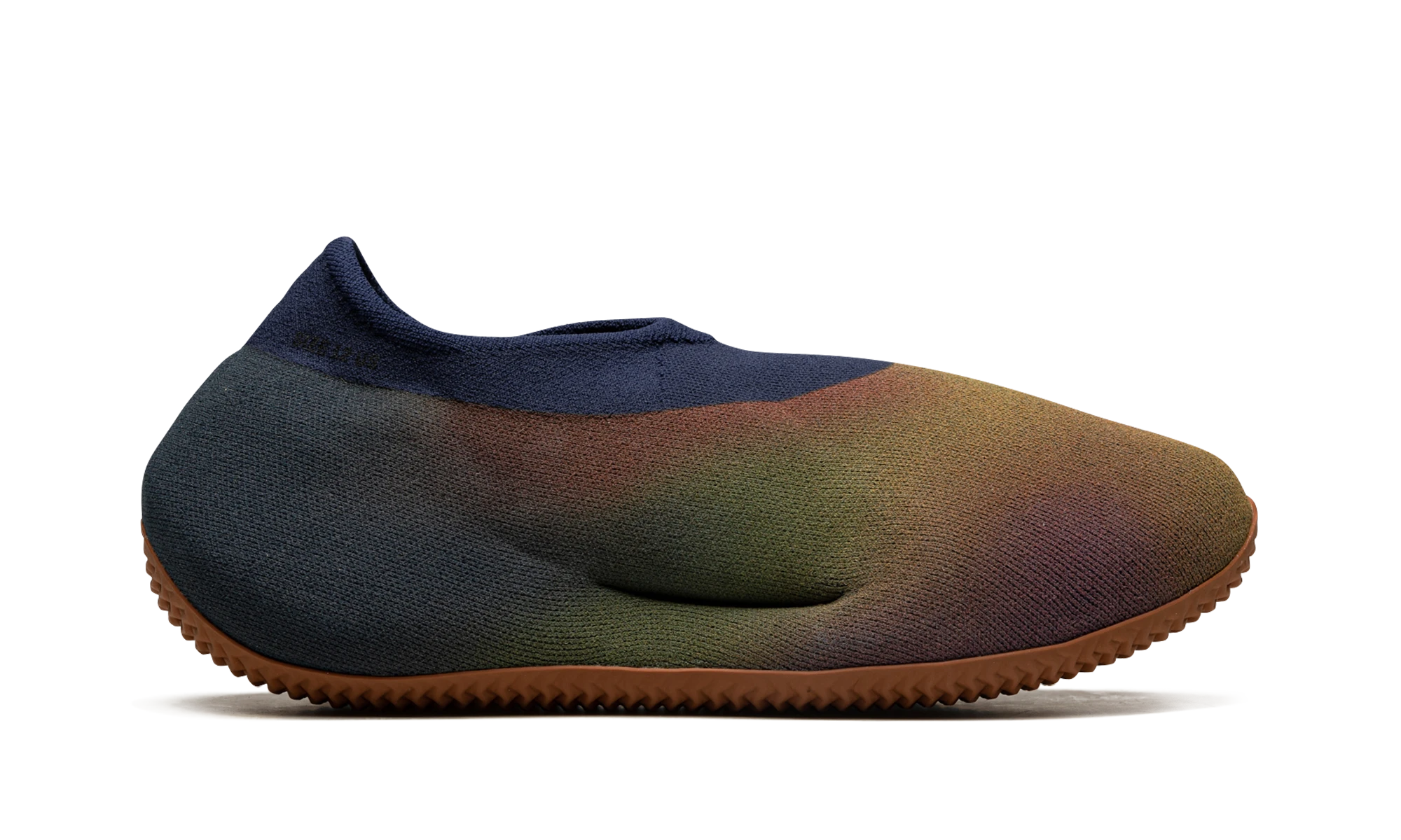 Basket Adidas Yeezy Knit RNR Fade Indigo en maille bleu, disponible en France, Suisse, Belgique et Luxembourg — vue de profil extérieur.