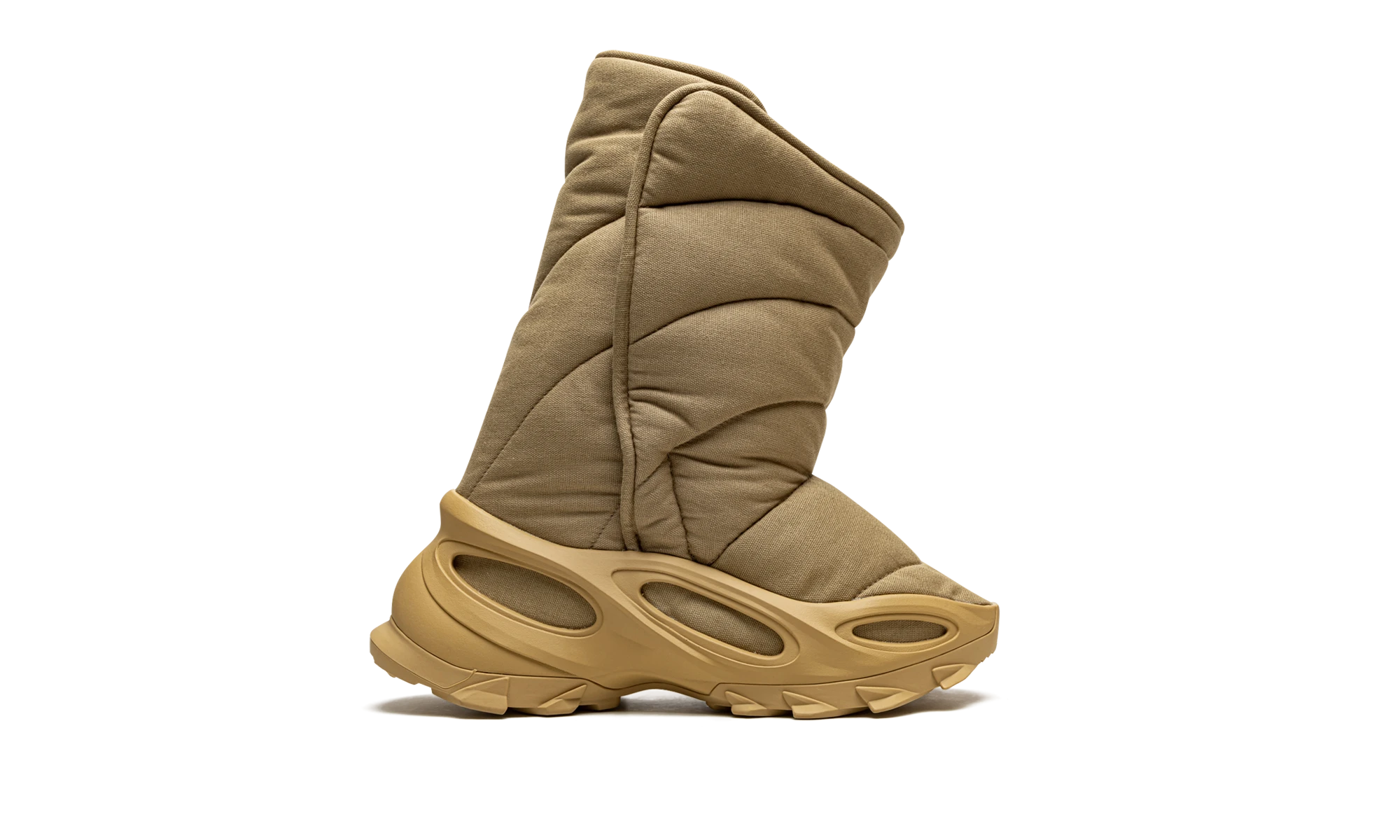 Botte Adidas Yeezy NSLTD Boot Khaki en cuir beige, disponible en France, Suisse, Belgique et Luxembourg — vue de profil extérieur.