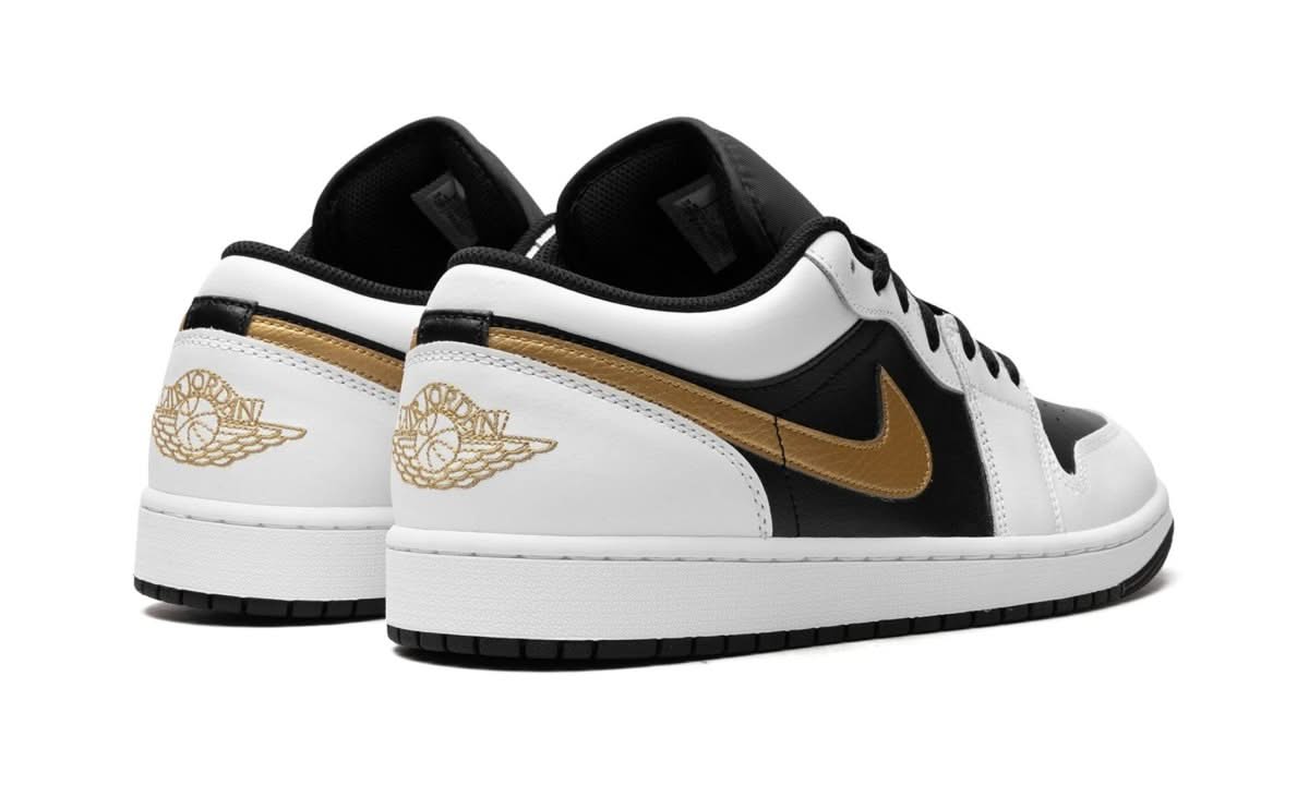 Air Jordan 1 Low White Black Metallic Gold Swoosh - MNR Sneakers