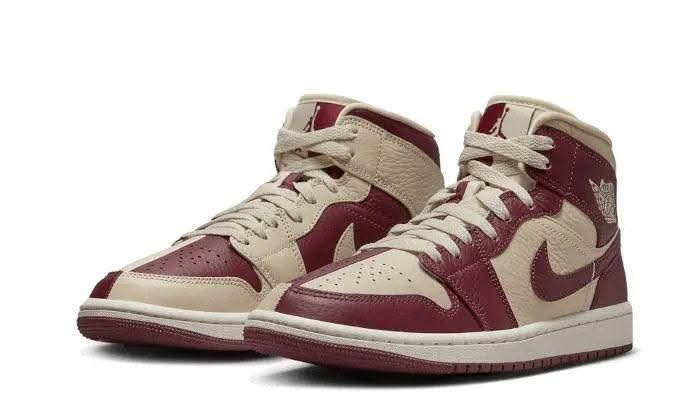 Air Jordan 1 Mid Split Beach Cherrywood Red - MNR Sneakers