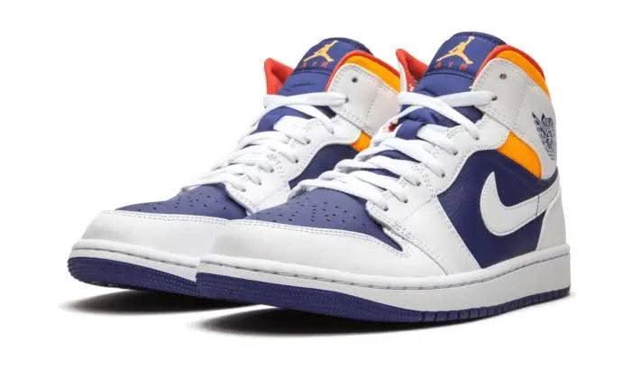 Air Jordan 1 Mid White Laser Orange Deep Royal Blue - MNR Sneakers