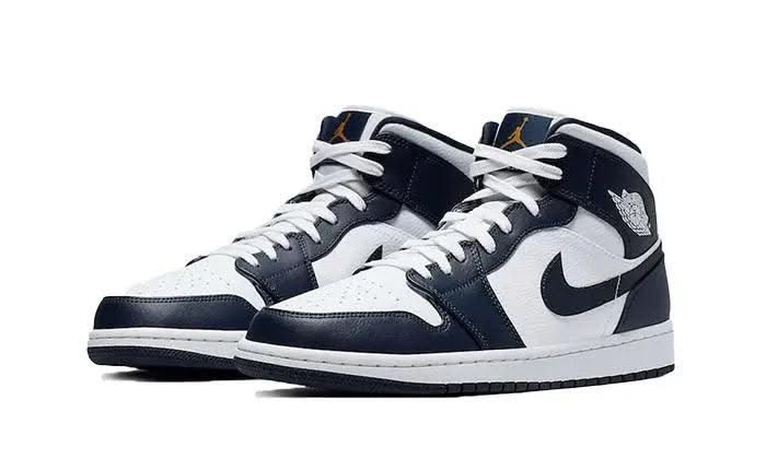 Air Jordan 1 Mid White Metallic Gold Obsidian - MNR Sneakers