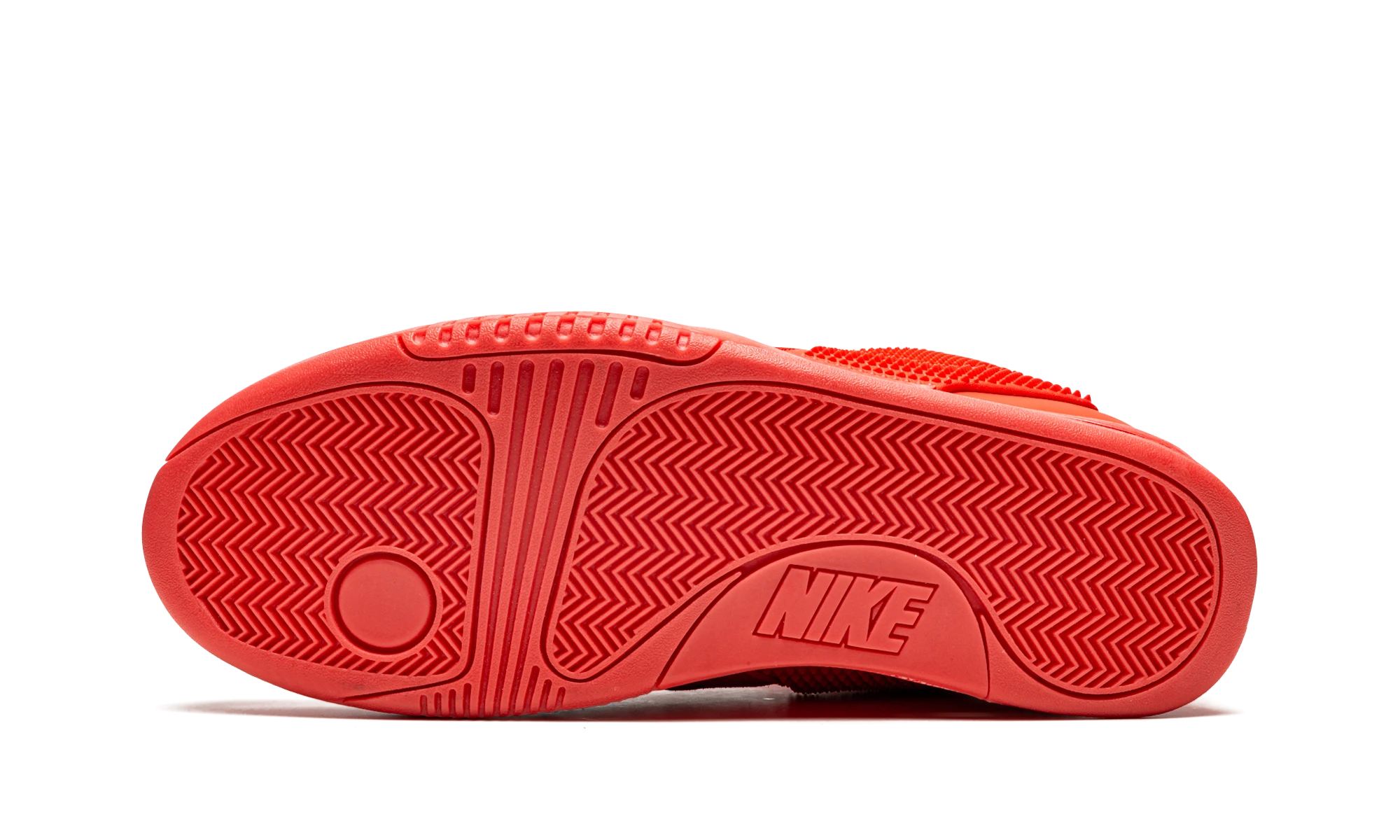 Basket Nike Air Yeezy 2 Red October en caoutchouc rouge, disponible en France, Suisse, Belgique et Luxembourg — vue de profil extérieur.