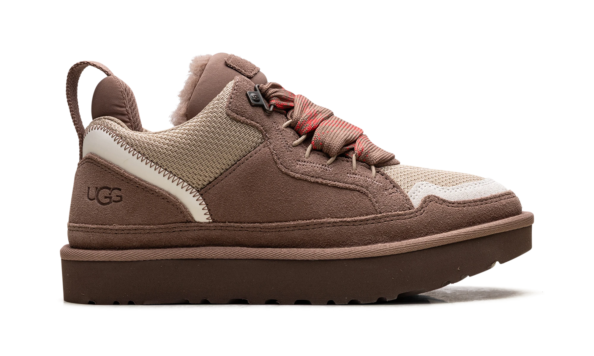 Basket UGG Lowmel Rocky Oak en cuir, disponible en France, Suisse, Belgique et Luxembourg — vue de profil extérieur.