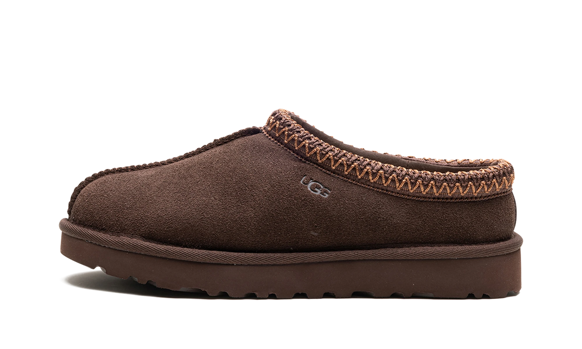 Détail du côté intérieur de la pantoufle UGG Tasman Slipper Burnt Cedar multicolore.