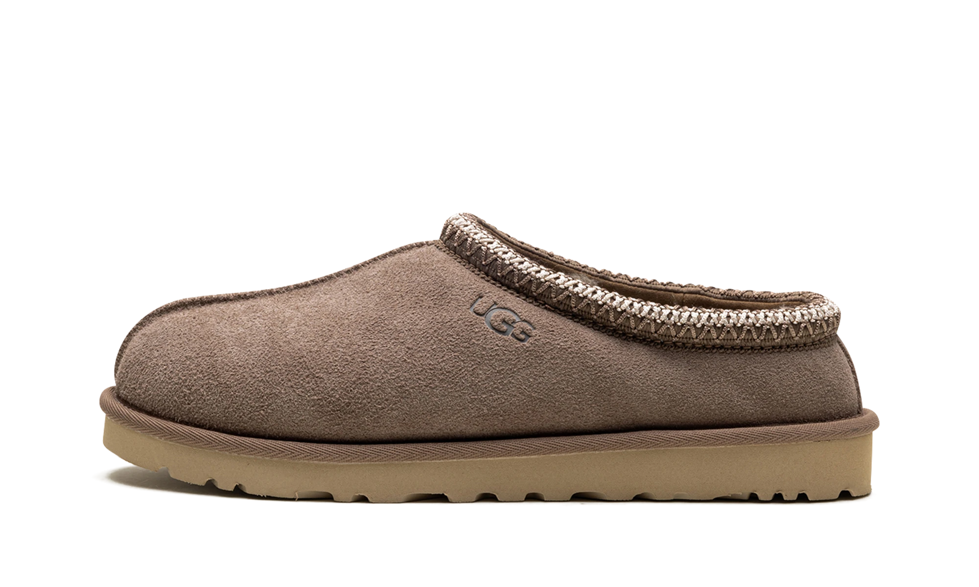 Détail du côté intérieur de la pantoufle UGG Tasman Slipper Caribou multicolore.
