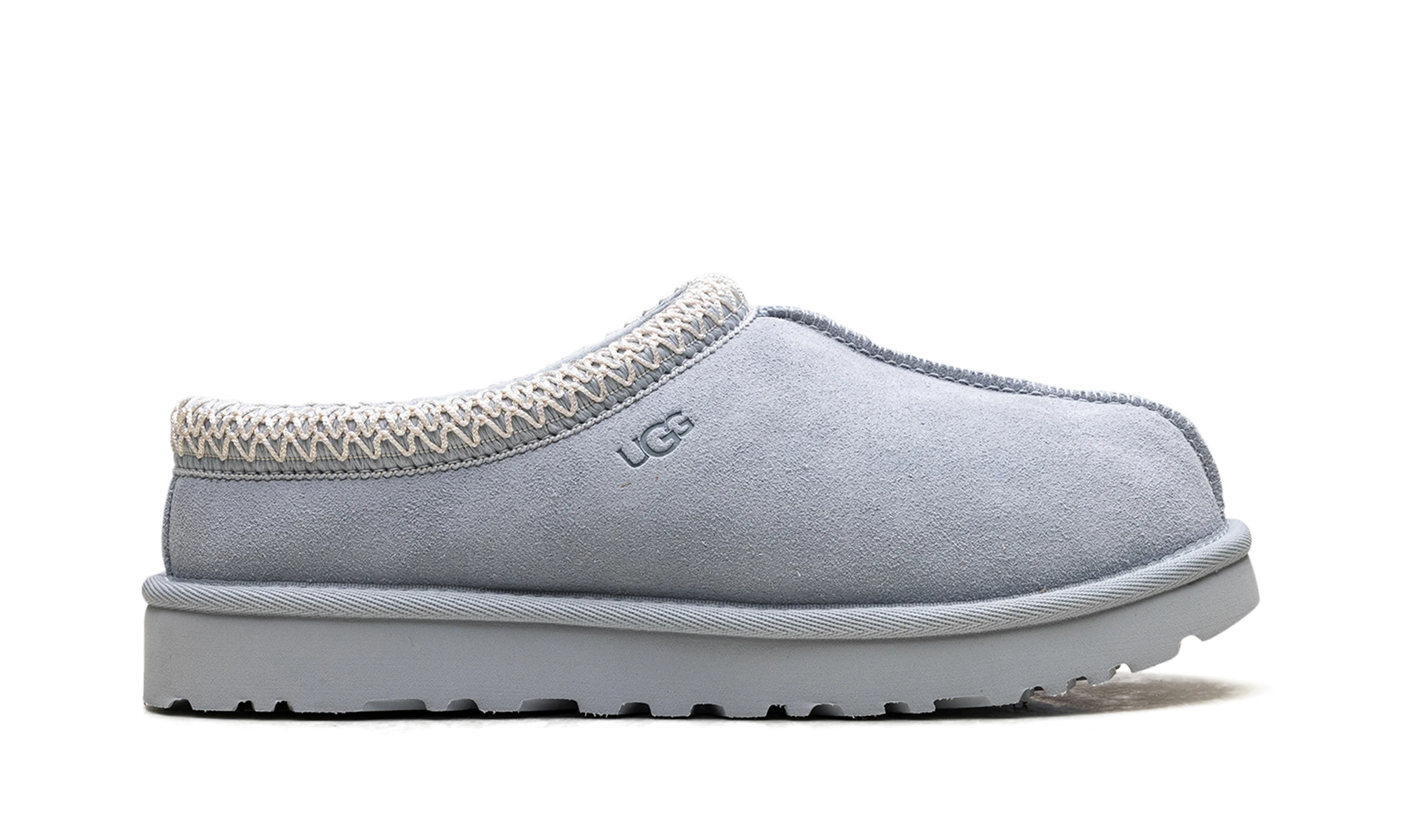 Pantoufle UGG Tasman Slipper Sea Foam en cuir, disponible en France, Suisse, Belgique et Luxembourg — vue de profil extérieur.