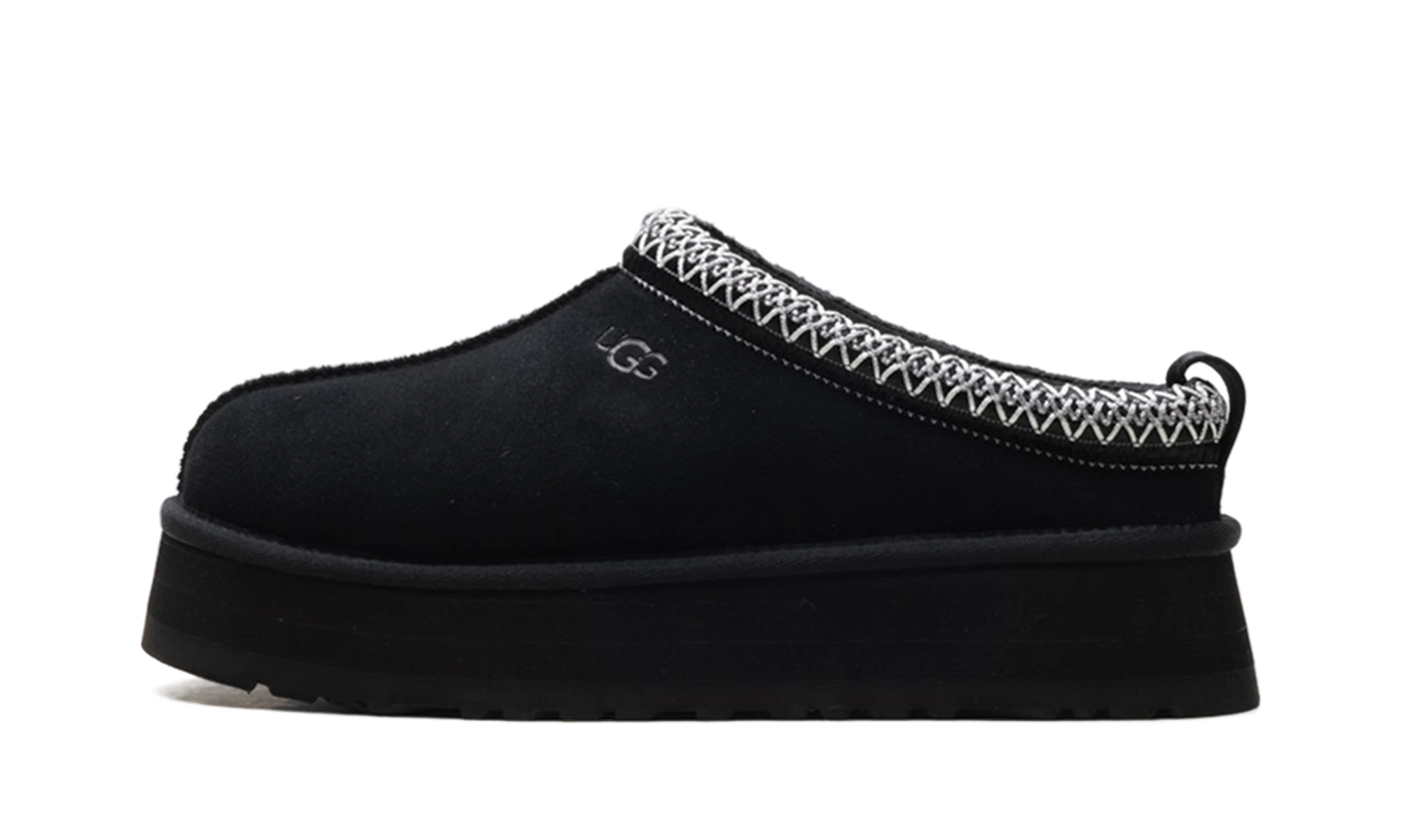 Détail du côté intérieur de la pantoufle UGG Tazz II Slipper Black noir.