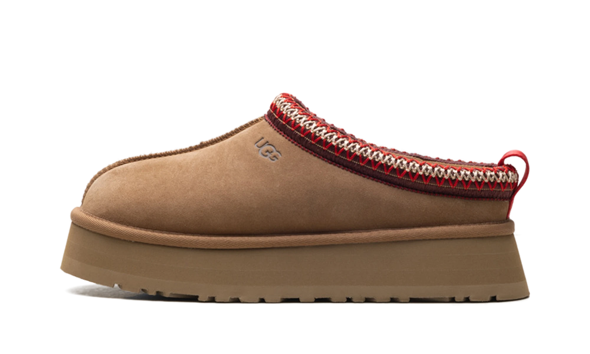 Détail du côté intérieur de la pantoufle UGG Tazz II Slipper Chestnut multicolore.