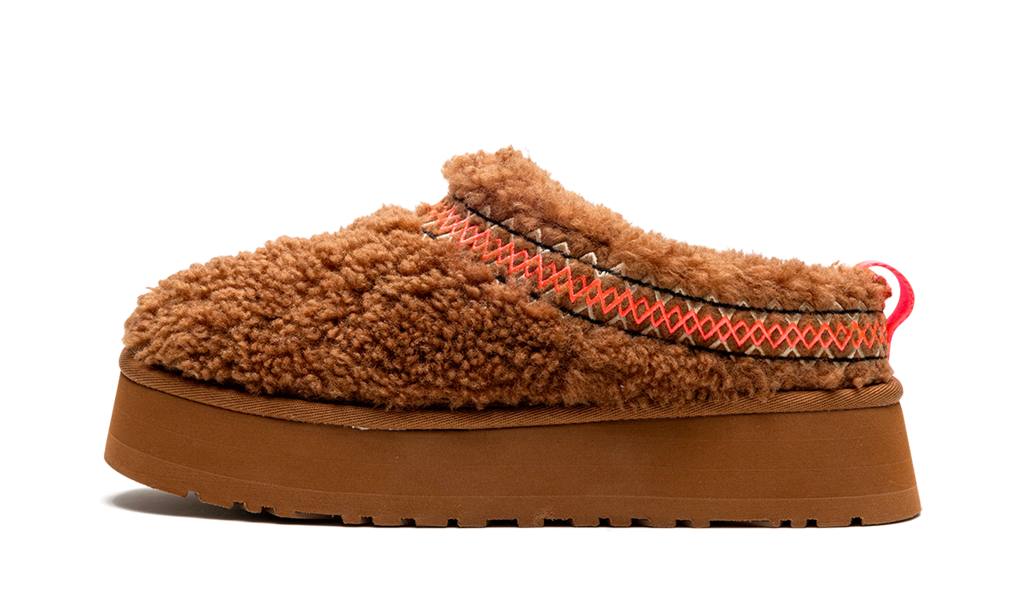Détail du côté intérieur de la pantoufle UGG Tazz Slipper Heritage Braid Hardwood multicolore.