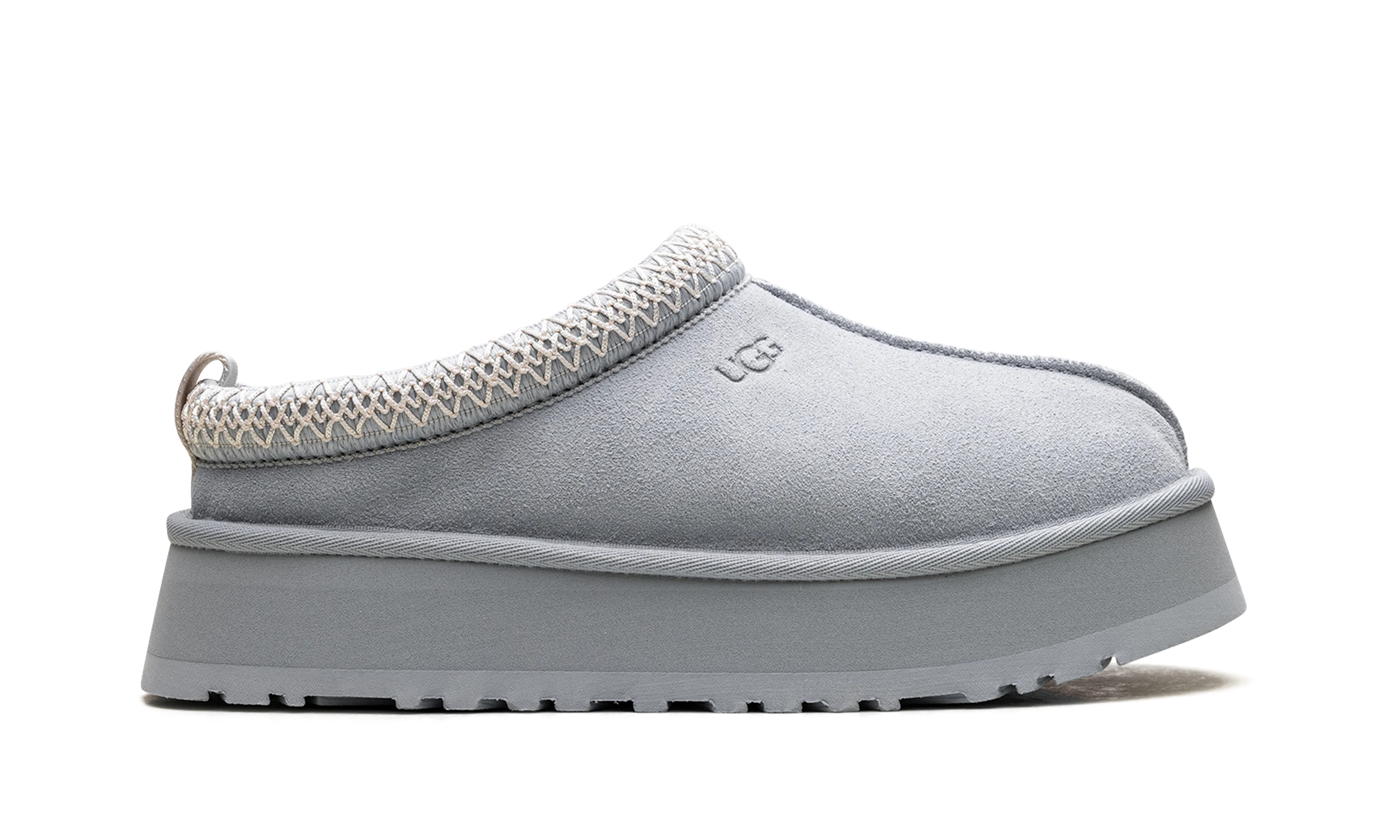 Pantoufle UGG Tazz Slipper Sea Foam en cuir, disponible en France, Suisse, Belgique et Luxembourg — vue de profil extérieur.