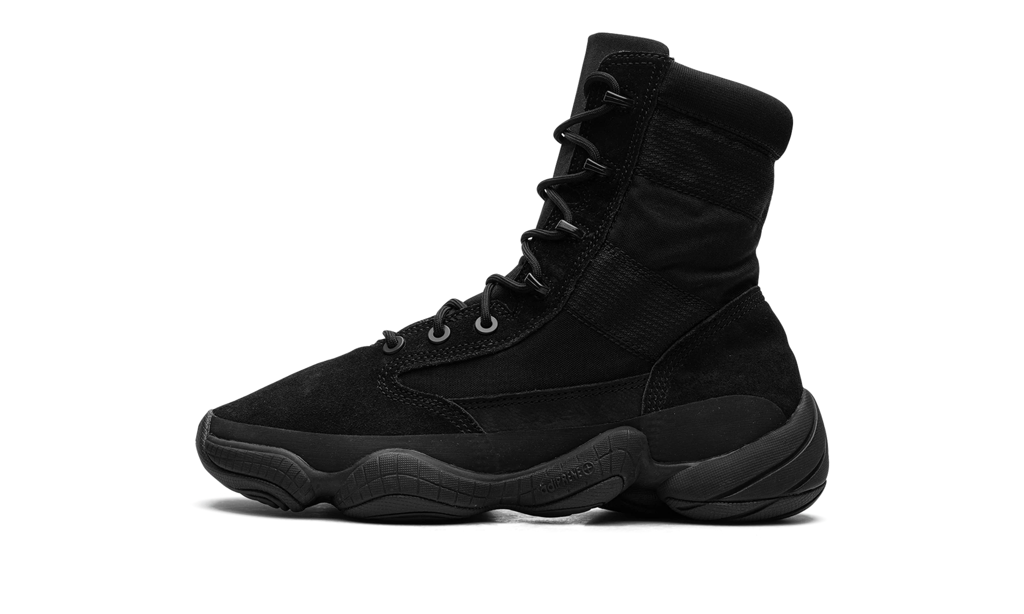 Détail du côté intérieur de la botte Adidas Yeezy 500 High Tactical Boot Utility Black noir.