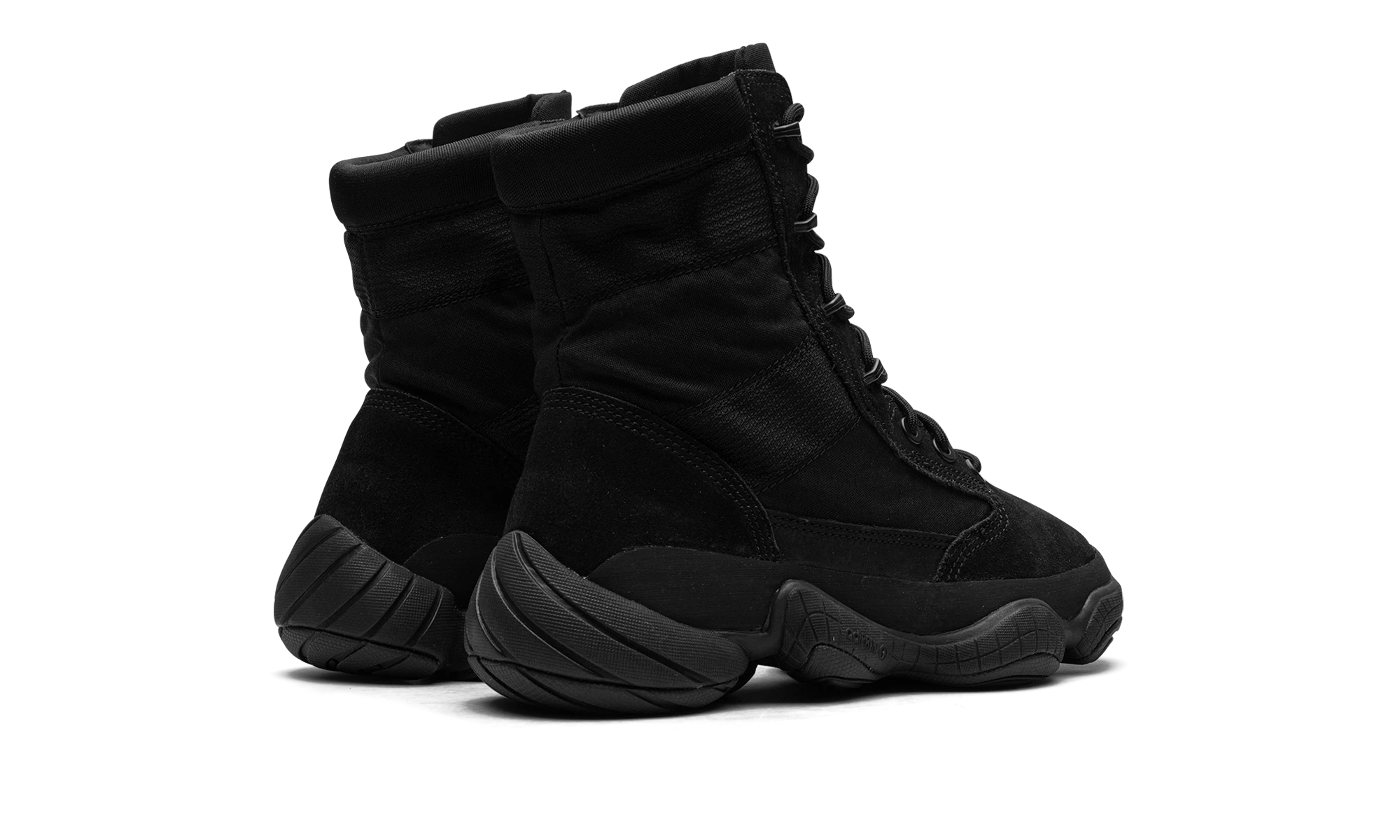 Vue arrière des talons de la Adidas Yeezy 500 High Tactical Boot Utility Black.
