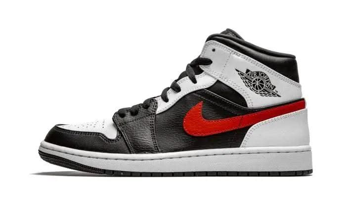 Air Jordan 1 Mid Black Chile Red White - MNR Sneakers