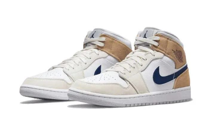 Air Jordan 1 Mid Tan Suede Navy - MNR Sneakers