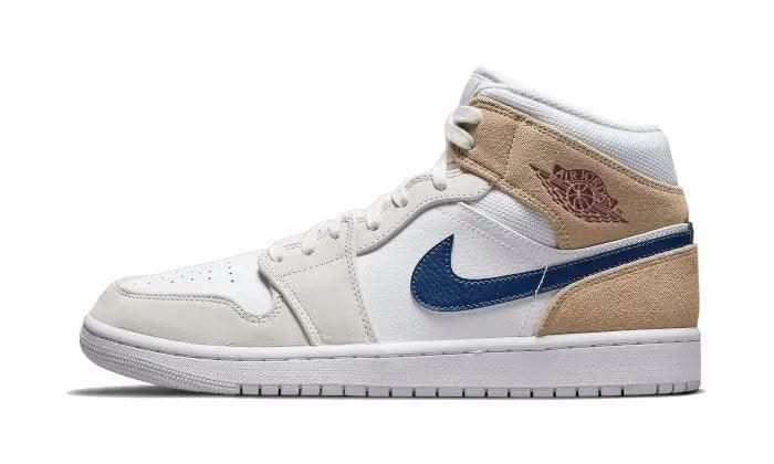 Air Jordan 1 Mid Tan Suede Navy - MNR Sneakers