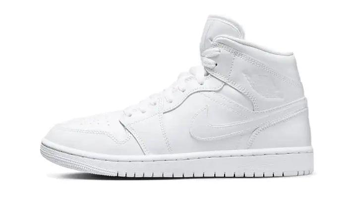 Air Jordan 1 Mid Triple White Patent Swoosh