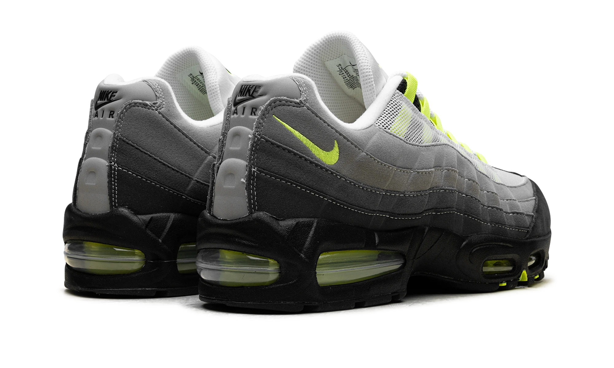 Vue arrière des talons de la Nike Air Max 95 OG Big Bubble Neon.