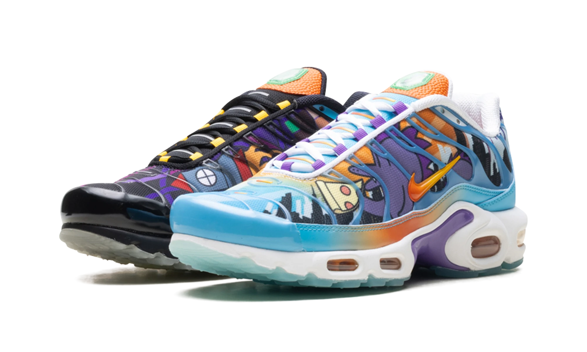 Détail du côté intérieur de la basket Nike Air Max Plus Doernbecher Sergio Cano Marquez multicolore.