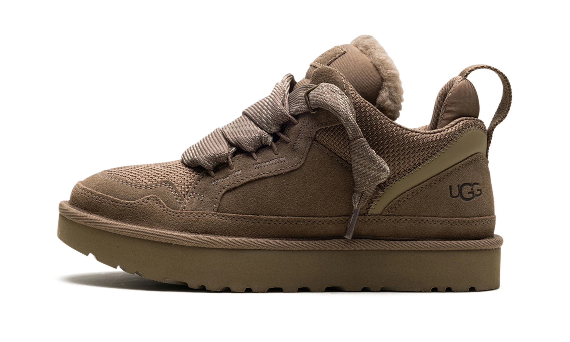 Détail du côté intérieur de la basket UGG Lowmel Hickory multicolore.