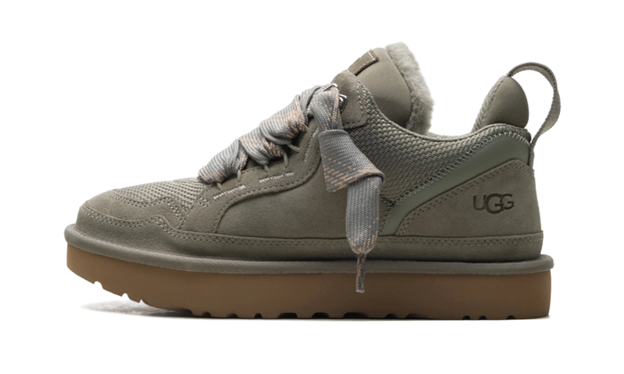 Détail du côté intérieur de la basket UGG Lowmel Moss Green vert.