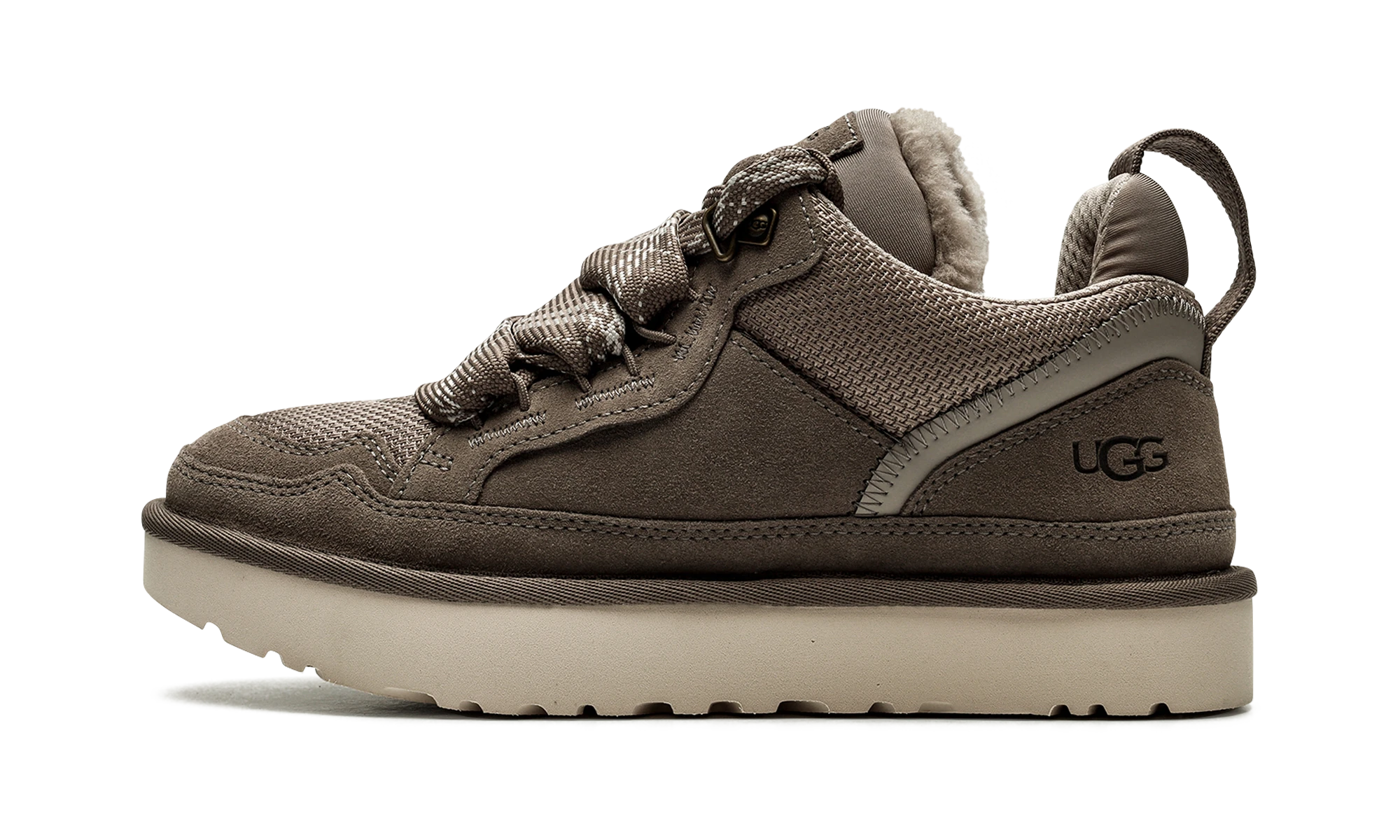 Détail du côté intérieur de la basket UGG Lowmel Smoke Plume multicolore.