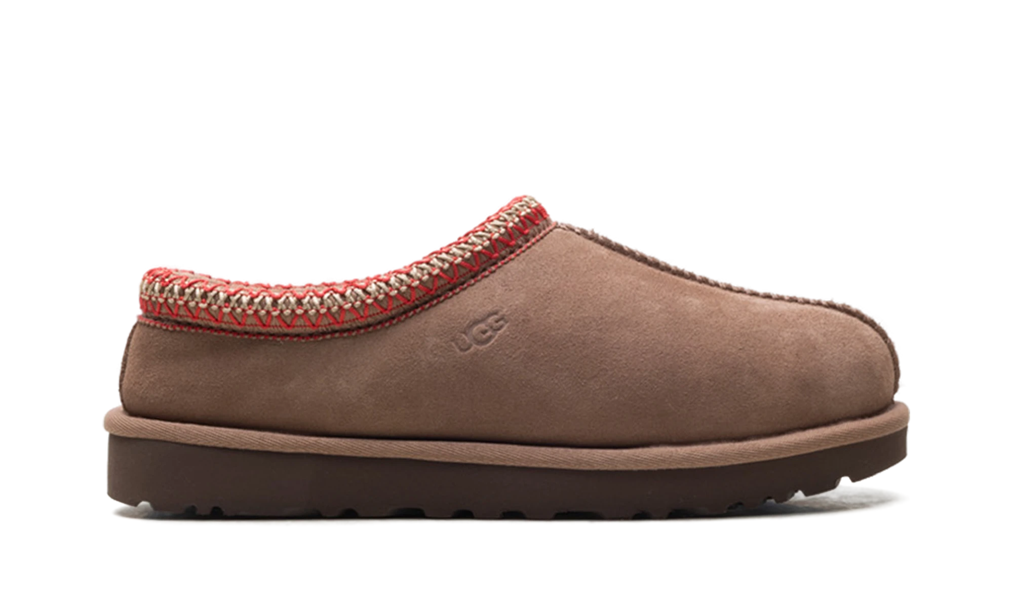 Pantoufle UGG Tasman II Slipper Rocky Oak en daim, disponible en France, Suisse, Belgique et Luxembourg — vue de profil extérieur.