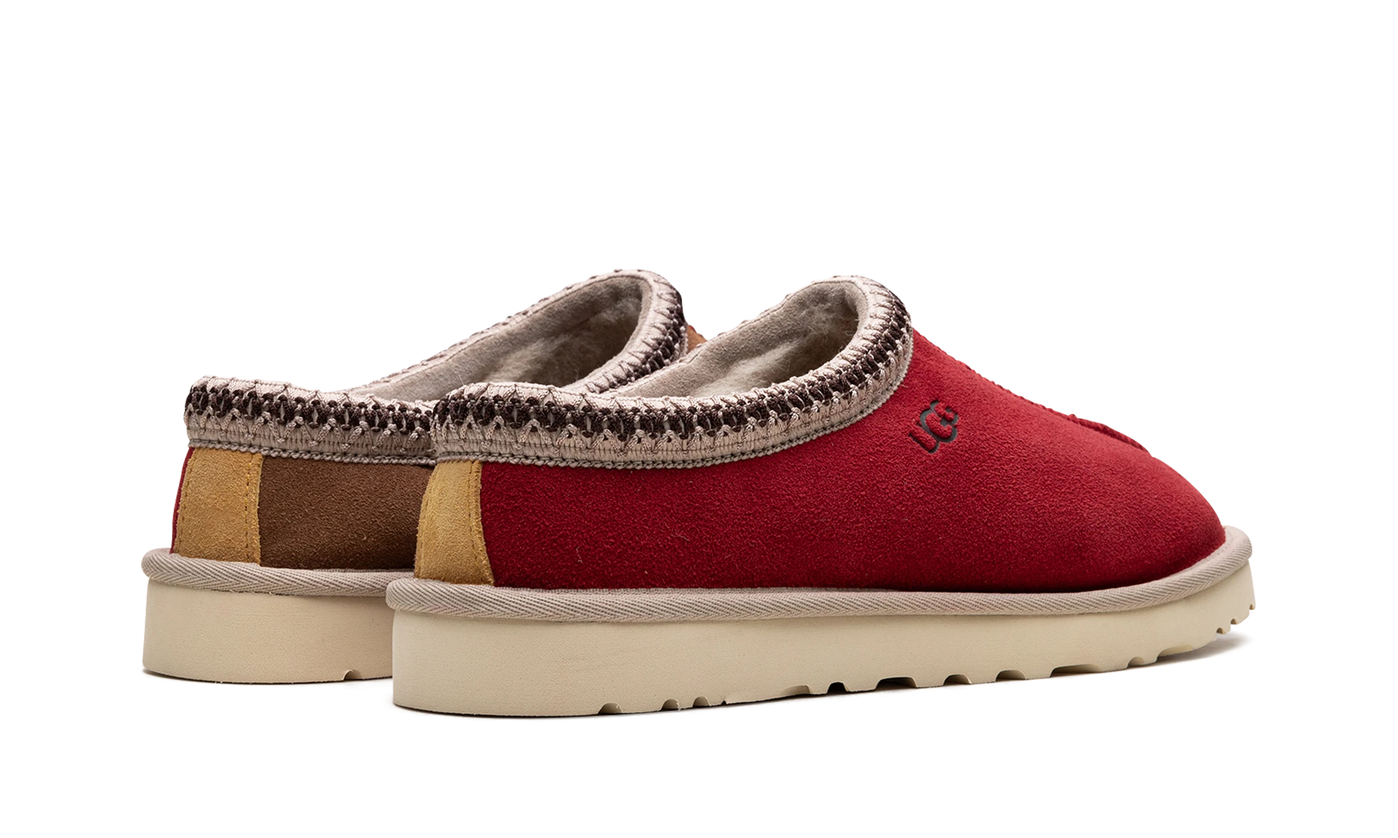 Vue arrière des talons de la UGG Tasman Slipper Chestnut Samba Red.