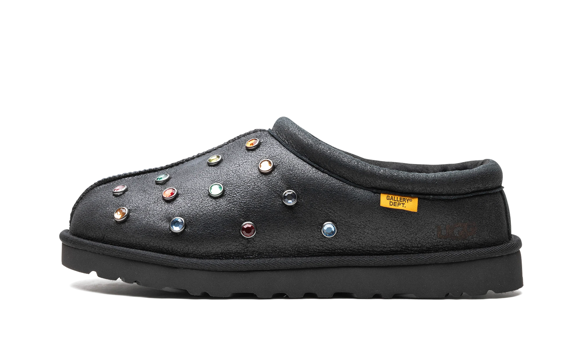 Détail du côté intérieur de la pantoufle UGG Tasman Slipper Gallery Dept. Black noir.