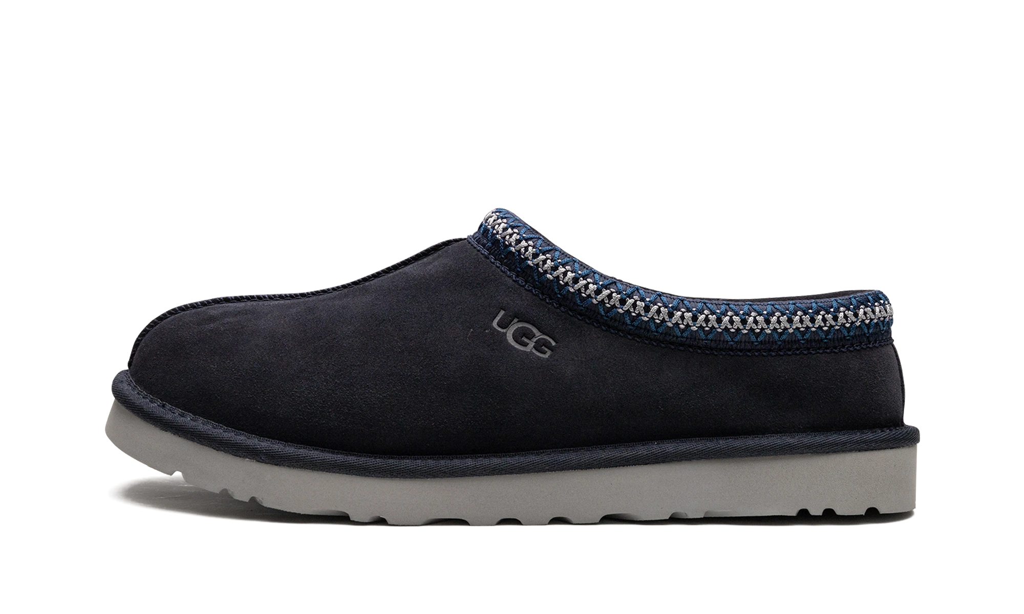 Détail du côté intérieur de la pantoufle UGG Tasman Slipper True Navy bleu.