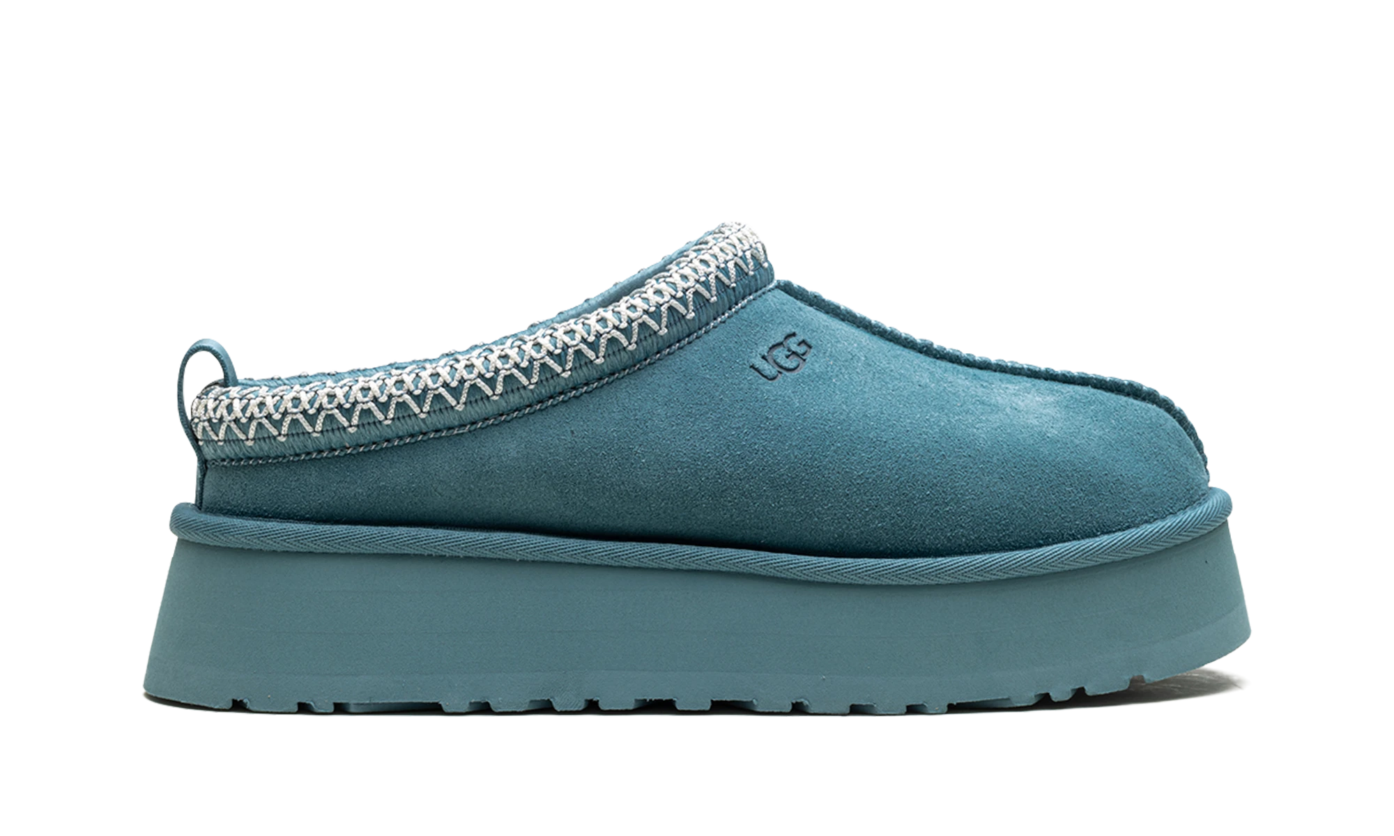 Pantoufle UGG Tazz Slipper Deep Ice en cuir, disponible en France, Suisse, Belgique et Luxembourg — vue de profil extérieur.