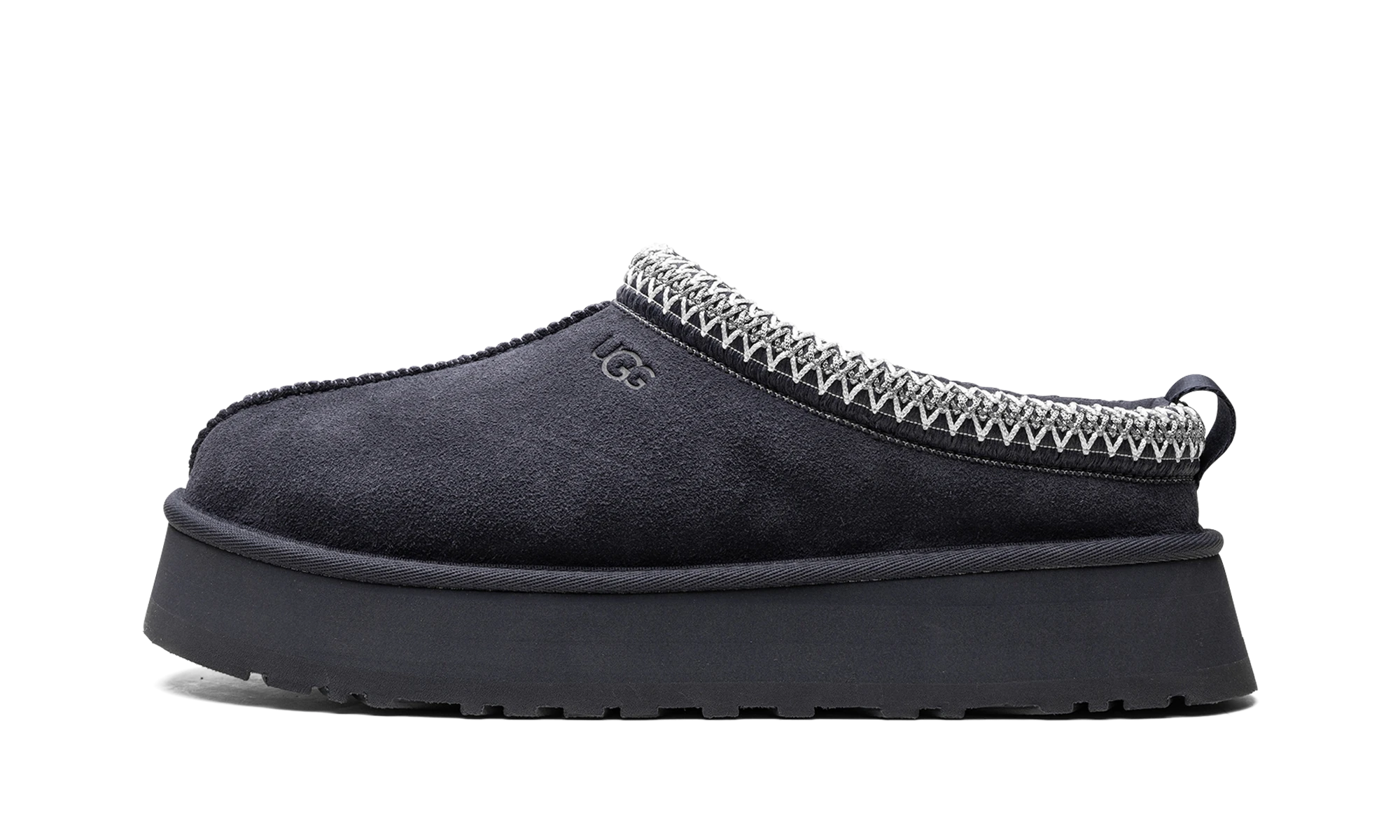 Détail du côté intérieur de la pantoufle UGG Tazz Slipper Eve Blue bleu.