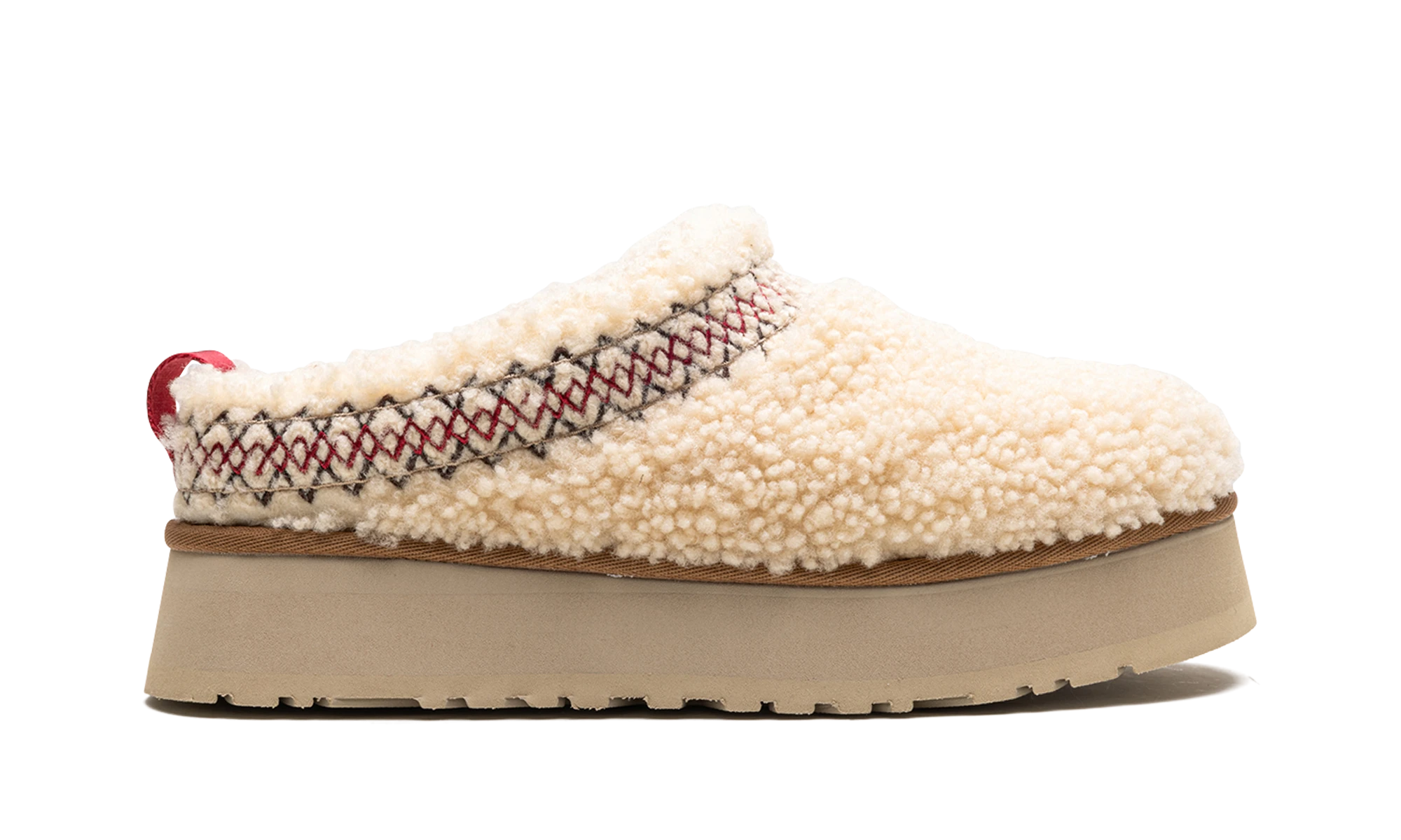 Pantoufle UGG Tazz Slipper Heritage Braid Natural en daim, disponible en France, Suisse, Belgique et Luxembourg — vue de profil extérieur.