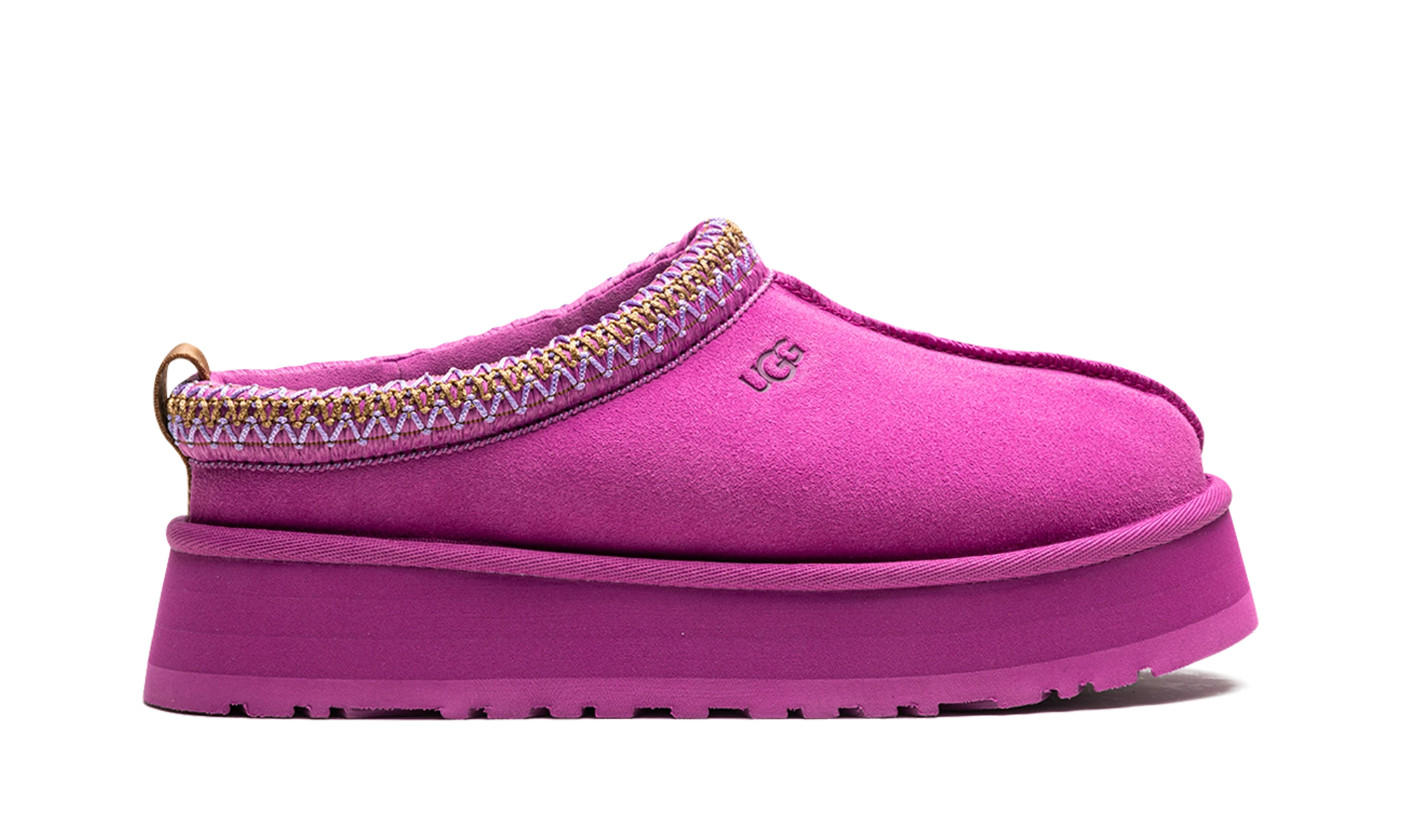 Pantoufle UGG Tazz Slipper Mangosteen en cuir, disponible en France, Suisse, Belgique et Luxembourg — vue de profil extérieur.