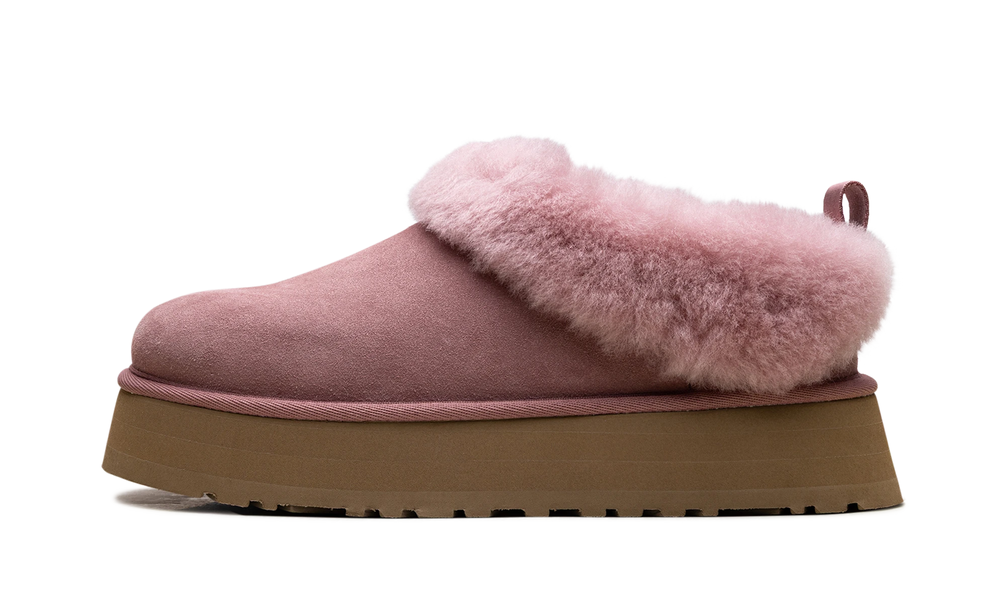 Détail du côté intérieur de la pantoufle UGG Tazzelle Slipper Pink Dawn rose.
